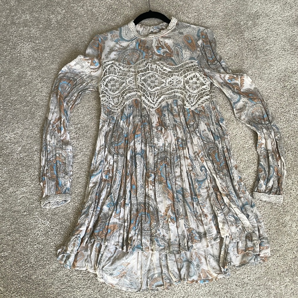 Free People Long Sleeve Paisley Dress